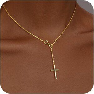 Women Cross Necklace Gold Silver Plated Dainty Infinity Religious Jewelry